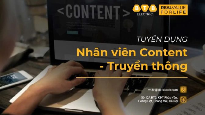 (Hết hạn) BTB Electric tuyển dụng Nhân viên content