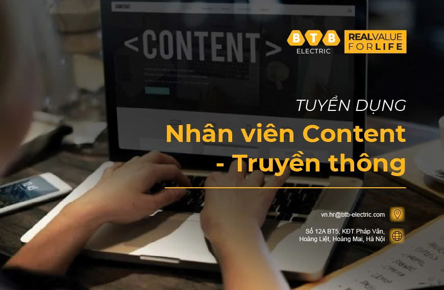 (Hết hạn) BTB Electric tuyển dụng Nhân viên content