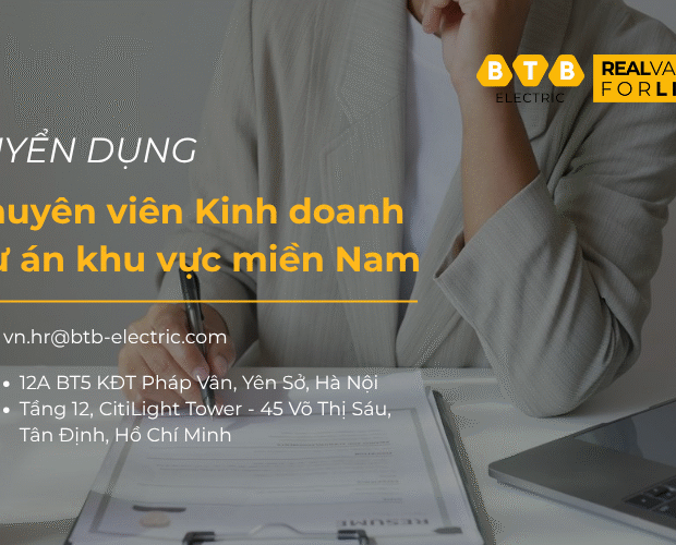 BTB Electric tuyển dụng Chuyên viên kinh doanh dự án khu vực miền Nam