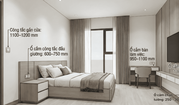Bố trí ổ cắm điện trong phòng ngủ: Giải pháp nào để đảm bảo tiện nghi, khoa học và an toàn? 