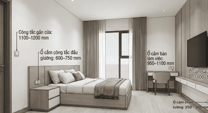Bố trí ổ cắm điện trong phòng ngủ: Giải pháp nào để đảm bảo tiện nghi, khoa học và an toàn? 