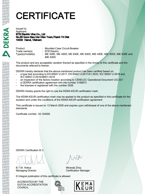 chung nhan dekra tai btb electric
